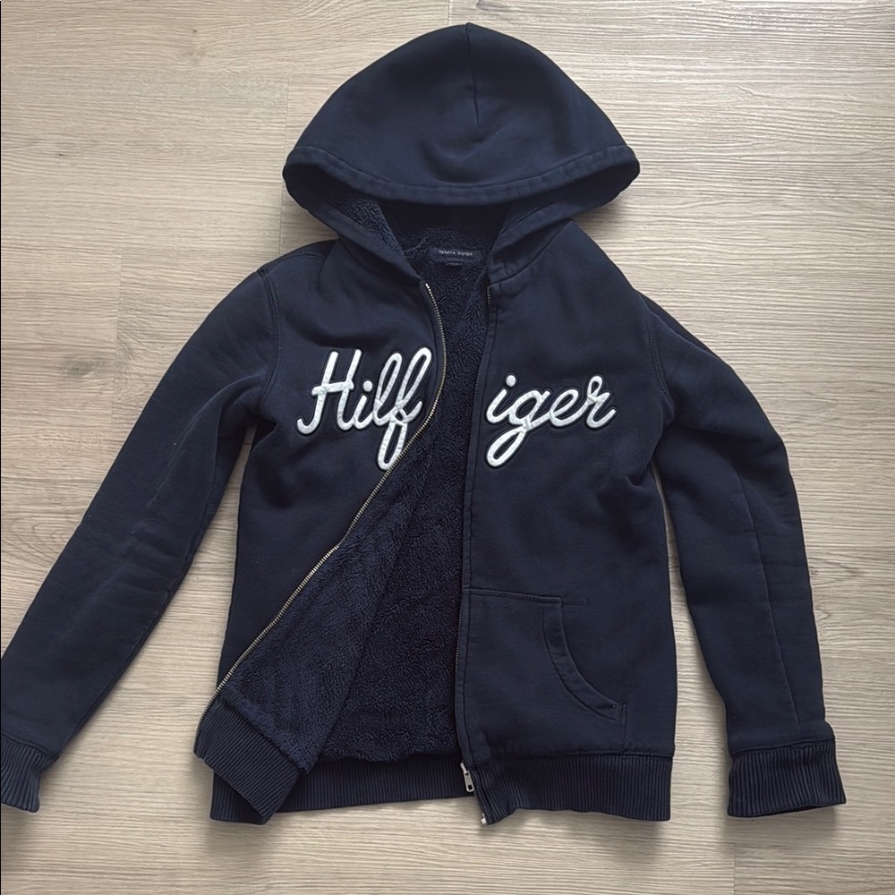 Navy Blue Tommy Hilfiger Hoodie Sweatshirt with Zipper